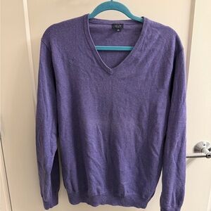 J. Crew Purple V-Neck Cotton Cashmere Sweater